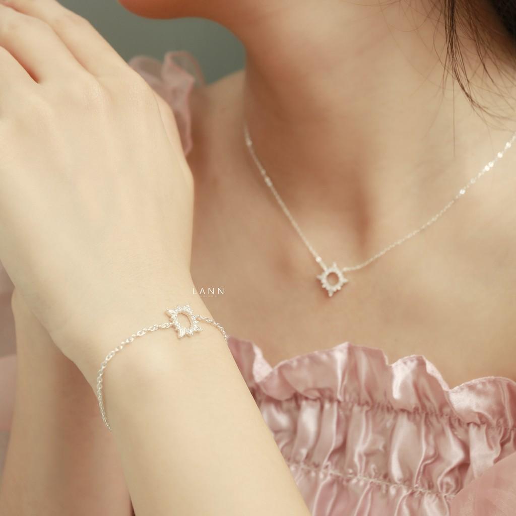 Lắc tay đường tròn đá xếp 4 hạt thóc S925 LANN