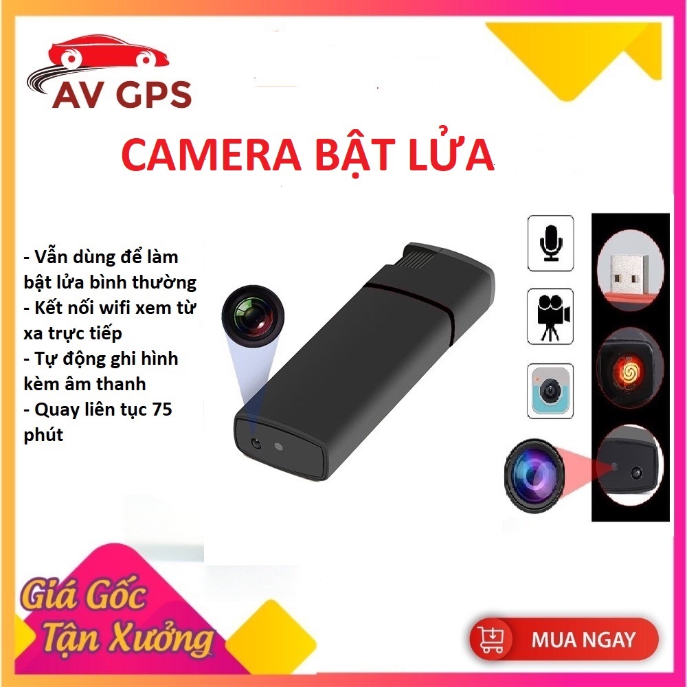 Camera mini Bật lửa. WiFi 4K FULLHD Kết nối điện thoại xem trực tiếp từ xa - Bảo hành 12 tháng