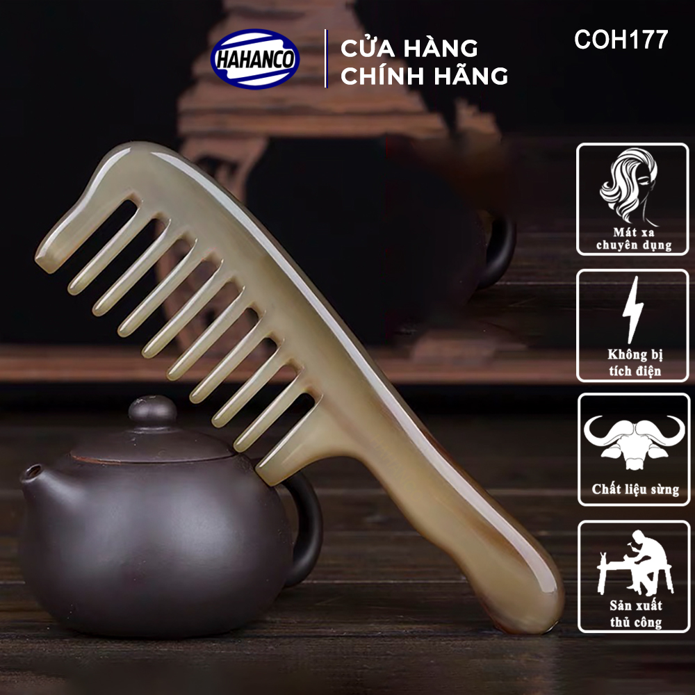 Lược sừng răng thưa xuất Nhật hàng VIP COH177 - Cho tất cả các loại tóc /xoăn /xù /rối - Chăm sóc tóc
