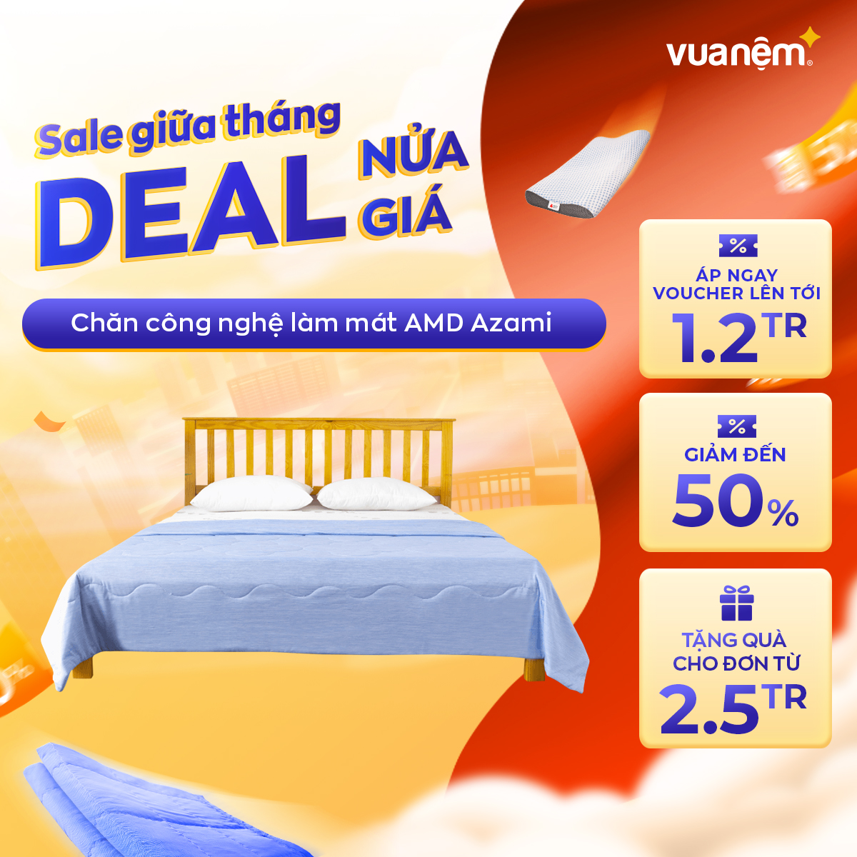 Chăn công nghệ làm mát Amando Azami premium vải sợi lạnh air cooling giải nhiệt cao tối ưu giấc ngủ 200x220cm