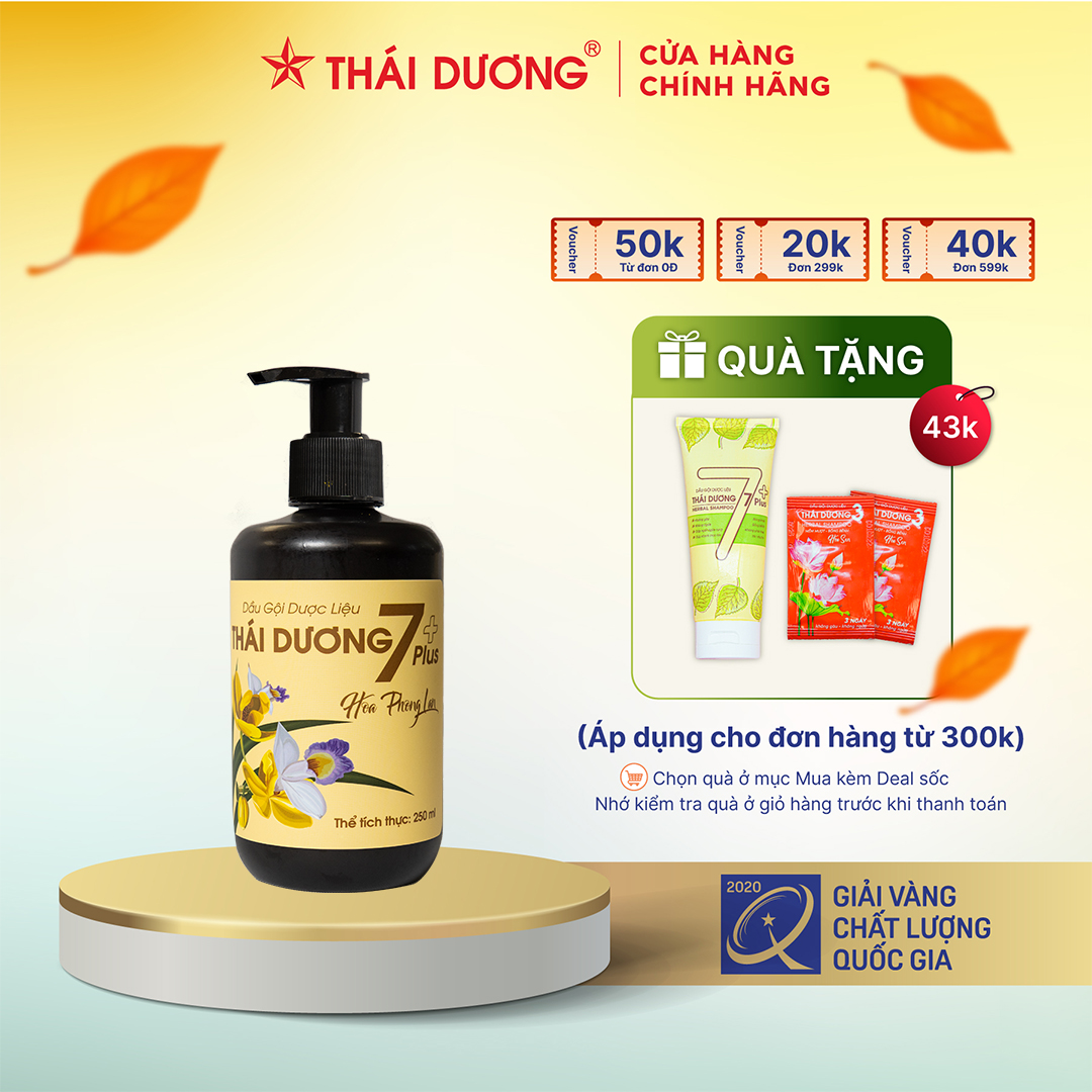 Dầu gội dược liệu Thái Dương 7 Plus Gold (Chai 250ml/500ml, Hoa phong Ian) - Sao Thái Dương