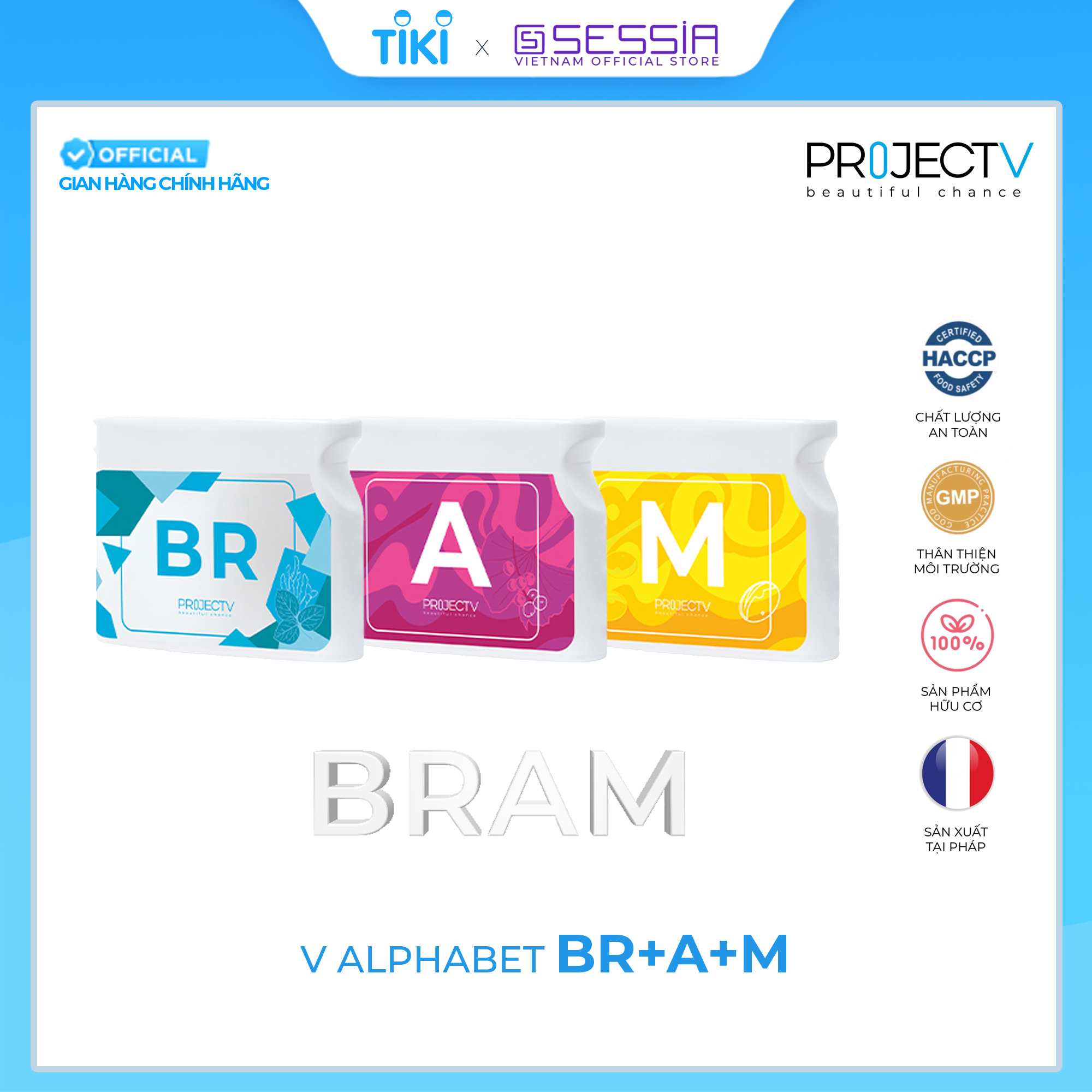 [VOUCHER 200K & TẶNG 5 TÚI PV ZIP] Thực Phẩm Sức Khoẻ BR+A+M | V Alphabet - Sự thông minh & Nhạy bén - PROJECT V - Xuất xứ Pháp, Hàng Chính Hãng