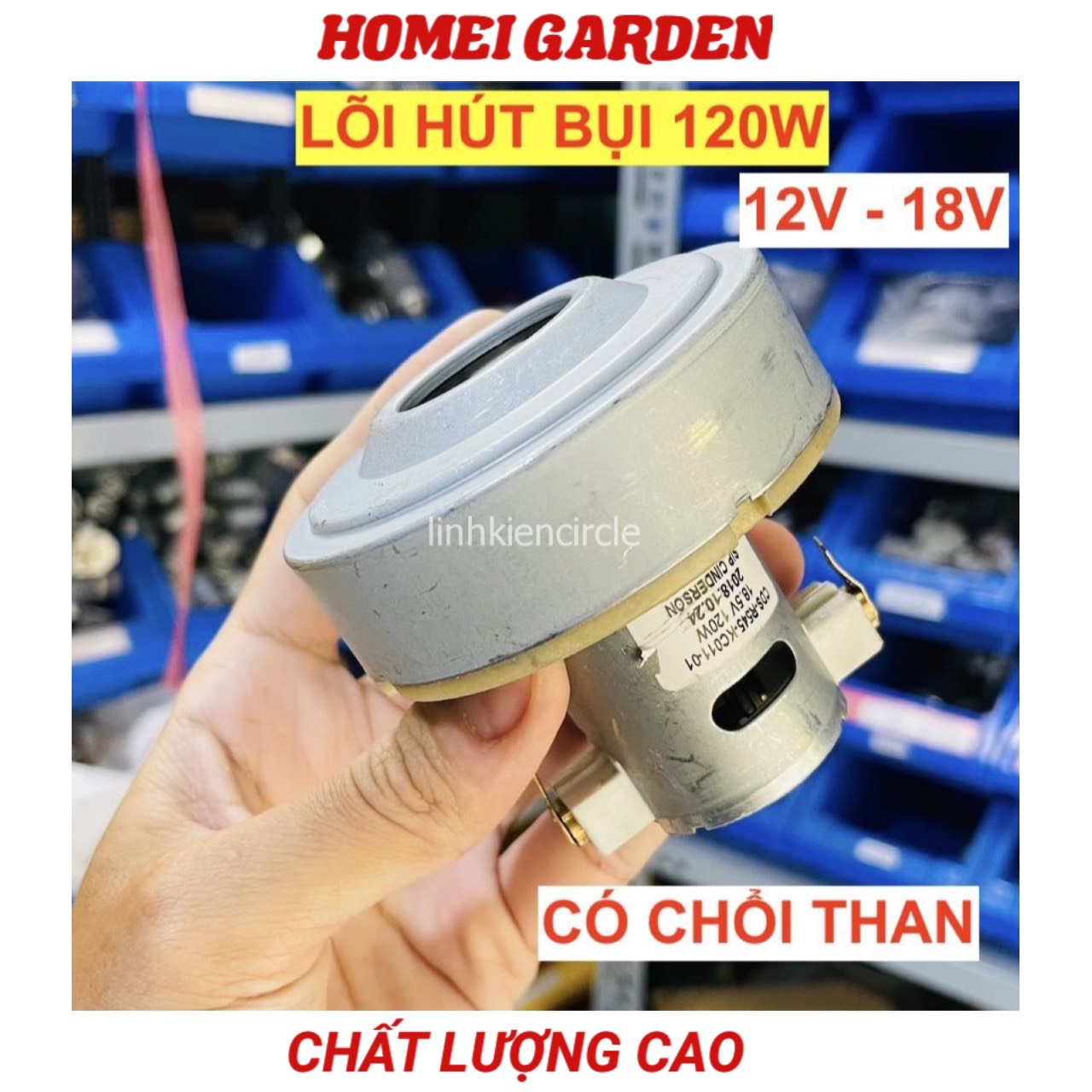 Motor máy h.út b.ụi DC 12V - 18V 120W có chổi than quạt nhôm 62mm tốc độ 34500 RPM chất lượng cao - CD0404