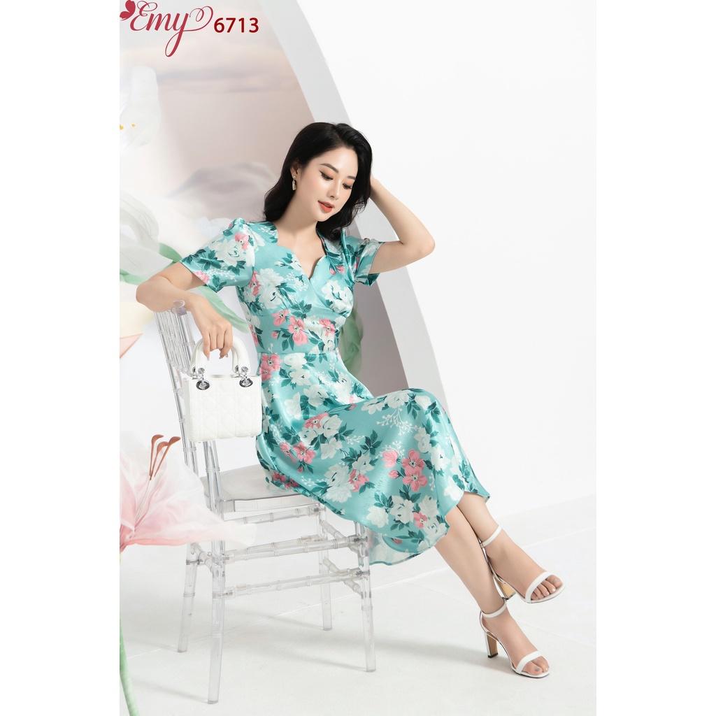 Đầm EMY EM6713 Xoè Nhún Cúp Ngực