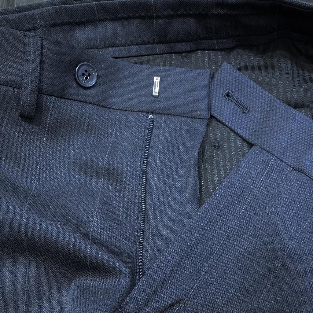 OWEN - Quần âu nam SLIMFIT màu navy kẻ ô chìm 100% Nano co dãn nhẹ 23471 - Quần tây nam