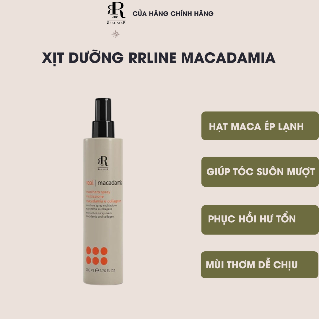 Xịt dưỡng phục hồi tóc xơ rối Rrline Macadamia Star Spray Mask 200ml