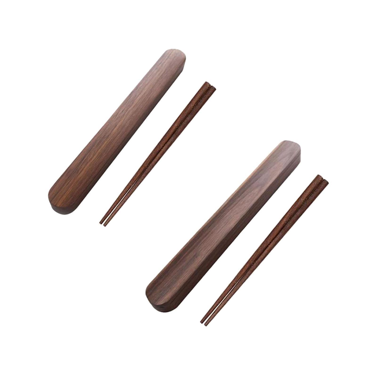 2 Set Portable Outdoor Travel Tableware Walnut Wood