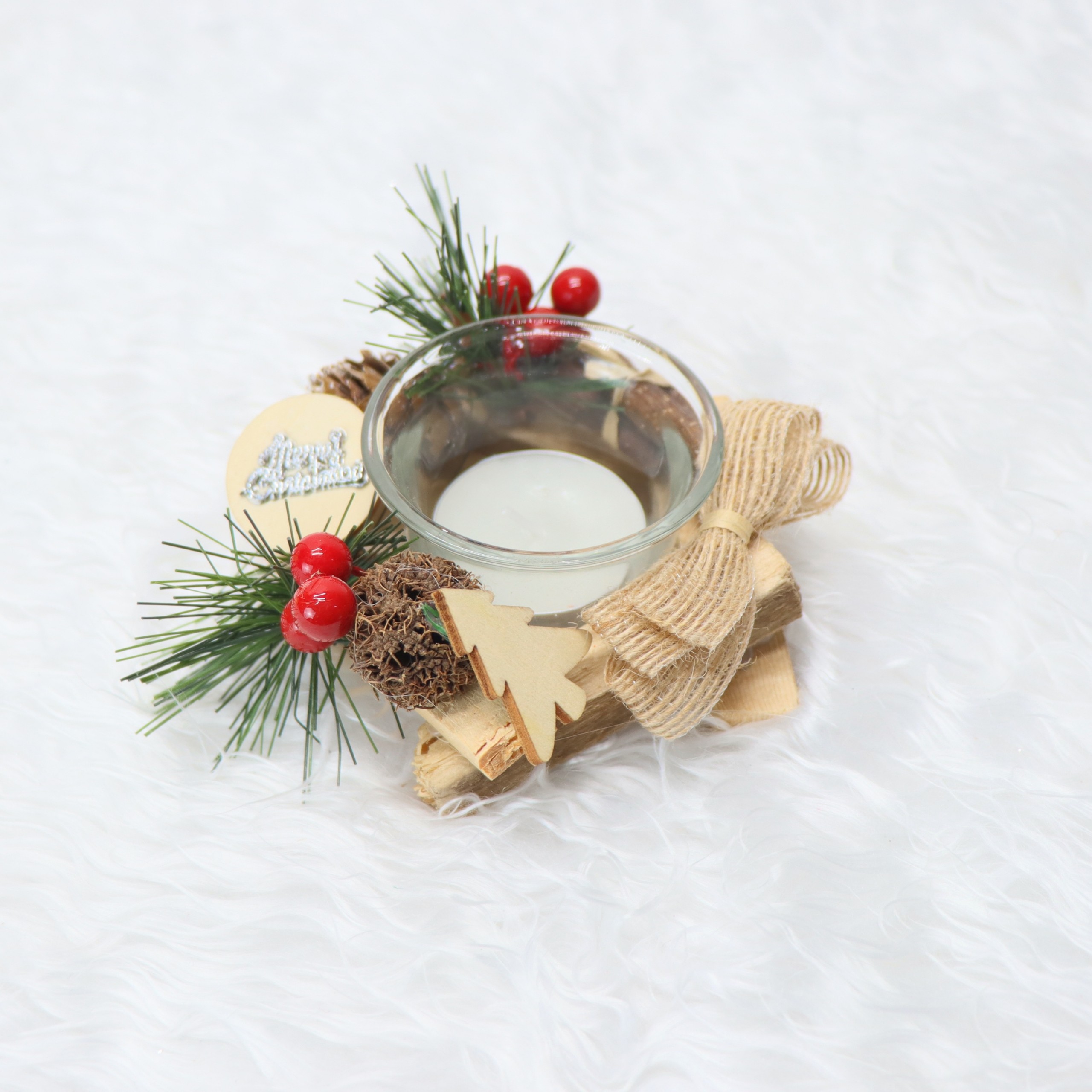 Nến Giáng Sinh NEN02 Để Bàn Trang Trí Noel – Mẫu GỖ VINTAGE