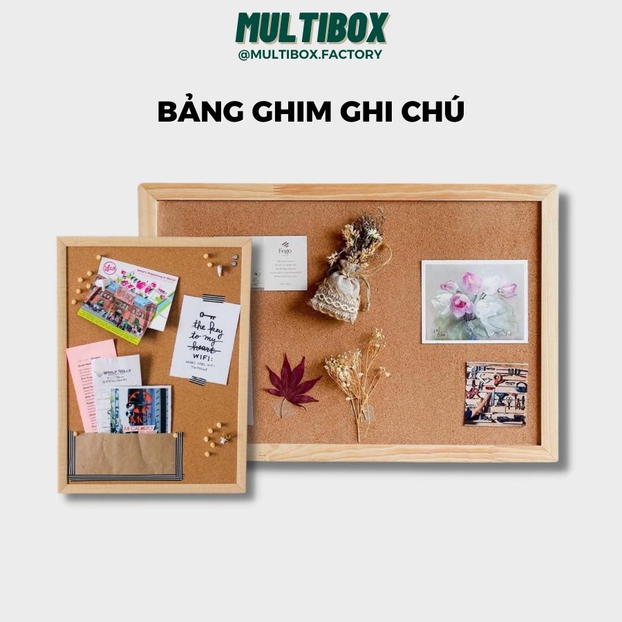 Bảng Ghim Ghi Chú Khung Gỗ Decor MultiBox / Khung Dán Giấy Note Để Bàn Gỗ Dày Đa Năng