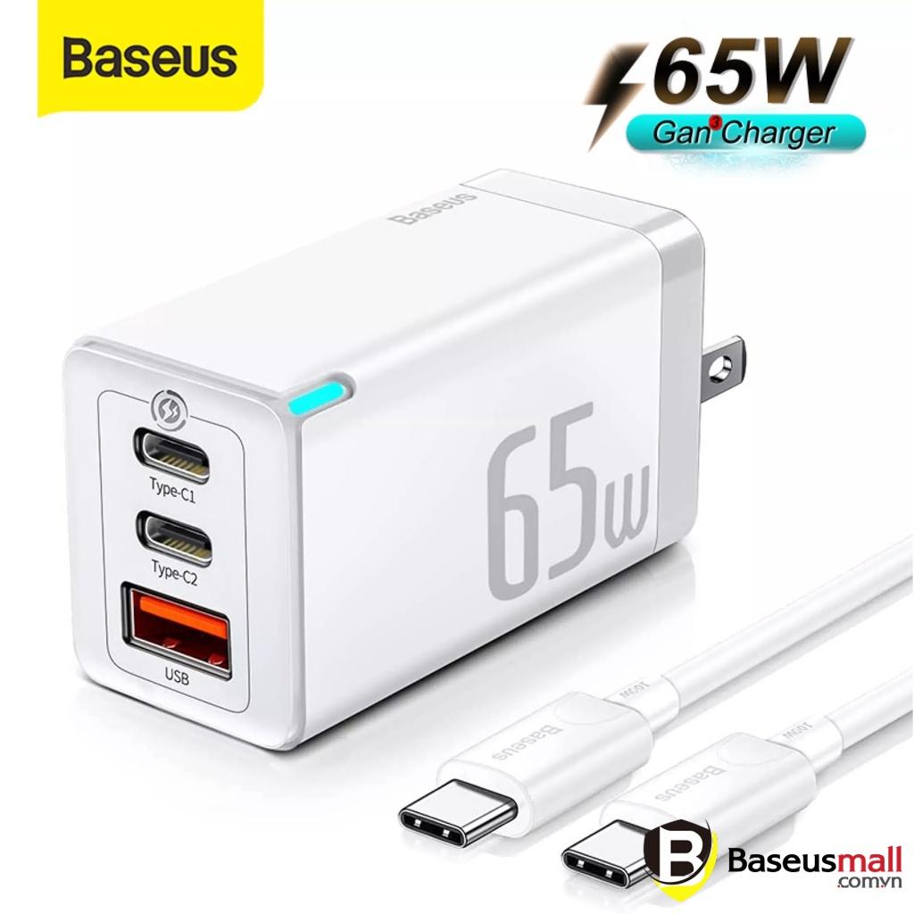 Bộ sạc nhanh Baseus GaN3 Pro Quick Charger 65W (Kèm cáp sạc C to C 100W) Phiên bản 2022 (Hàng chính hãng)