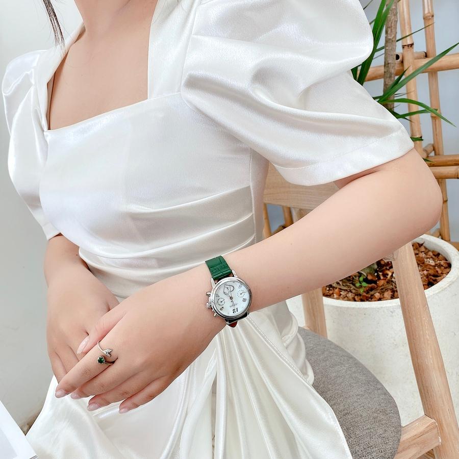 Đồng Hồ Nữ Chính Hãng Julius Cao Cấp Dây Da Chống Nước Kính Khoáng Mặt Tròn Đường Kính 35mm JA-844D1