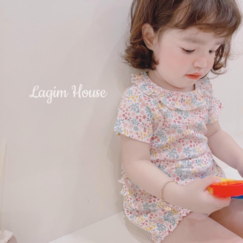 Bộ cộc thun hè cho bé gái, set bộ cotton mặc nhà mềm mại cho bé từ 7kg đến 18kg - Lagim House