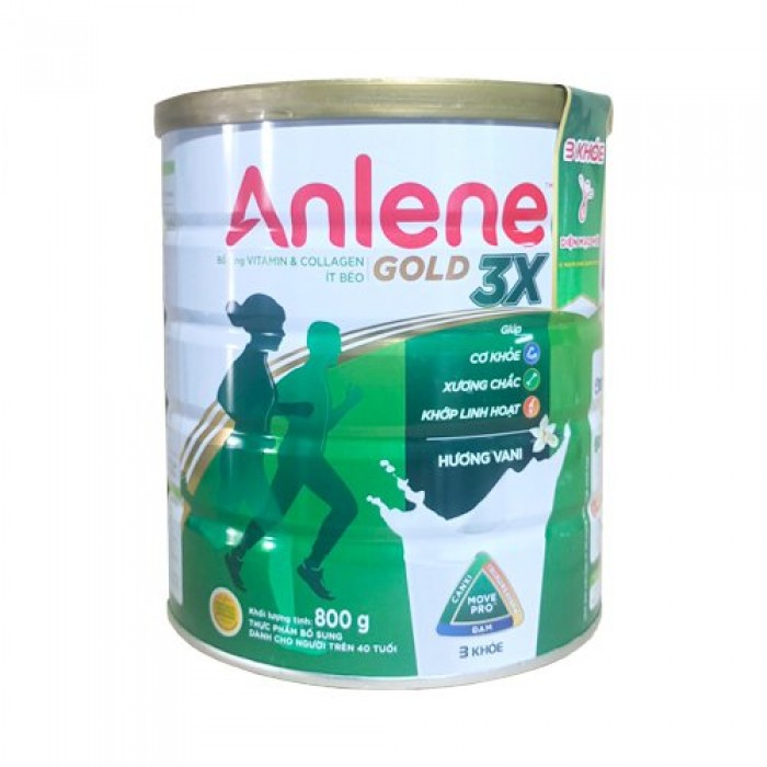 Combo 3 lon Sữa Bột Anlene Gold 3X Hương Vanilla (Hộp Thiếc 800g)
