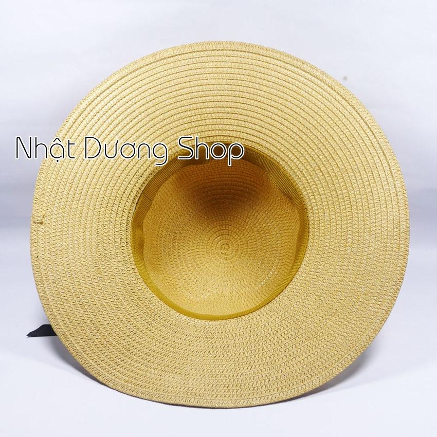 Mũ cói NƠ TO vành rộng 10 cm, vòng đầu 57 cm - chất liệu vải cói đẹp thích hợp cho chị em phụ nữ