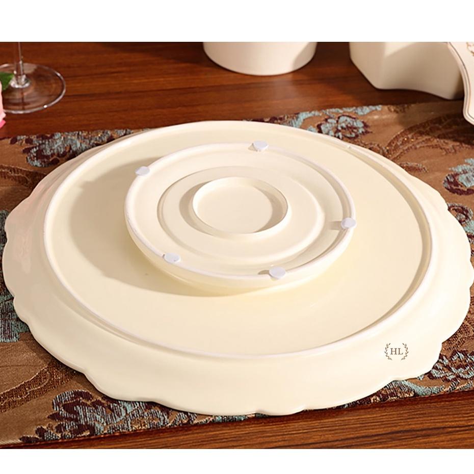 KHAY SỨ TRÒN CÓ NẮP ĐẬY HOÀNG GIA CAO CẤP XOAY 360 ĐỘ KẺ VÀNG KIM CHO SẢNH PHÒNG KHÁCH - BIỆT THỰ ĐỰNG BÁNH KẸO 2022