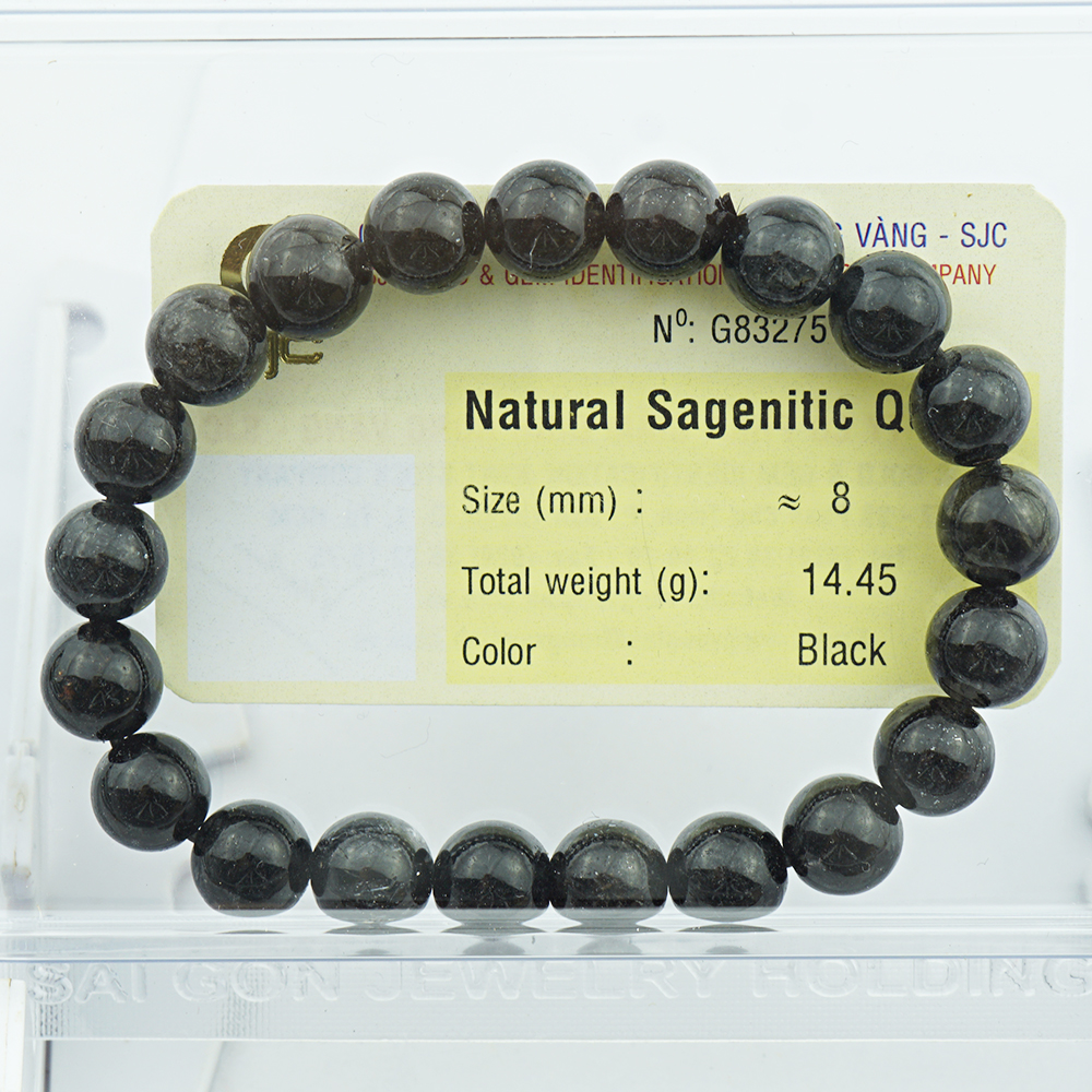 Vòng tay thạch anh tóc đen Rutilated Quartz tự nhiên kiểm định