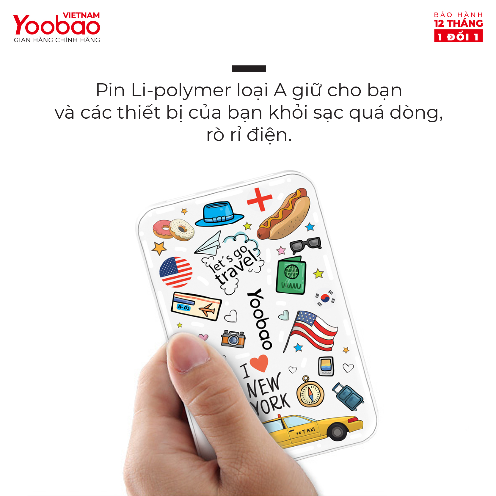 Sạc dự phòng 10000mAh Yoobao M5C Phiên bản I LOVE NEW YORK - Hàng chính hãng