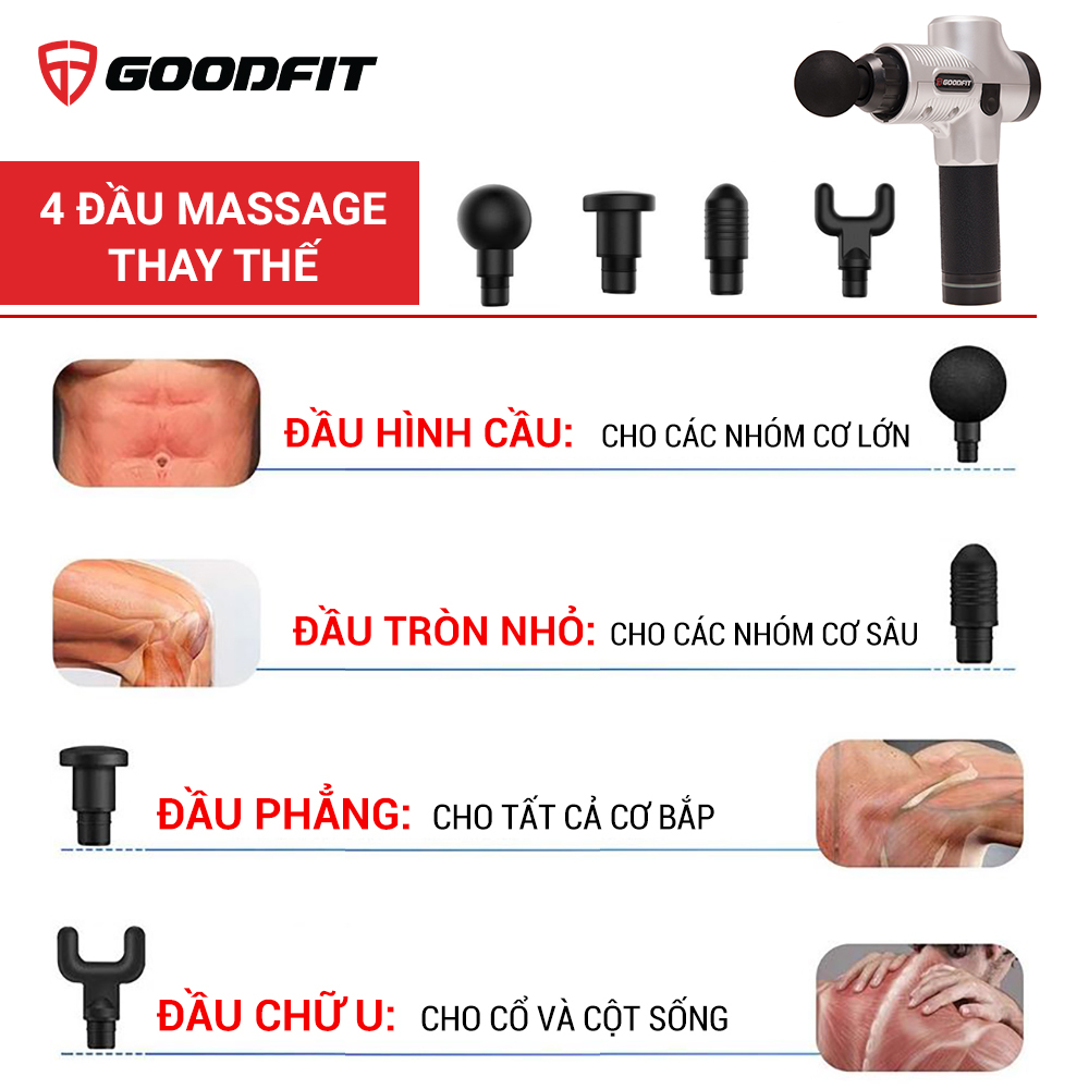 Máy mát xa cầm tay Massage Gun chính hãng GoodFit GF211MG