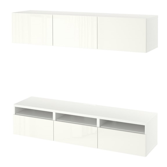 ATLANTA, Kệ TV kèm kệ tủ 3 gian treo tường STO_018, 180x42x185cm