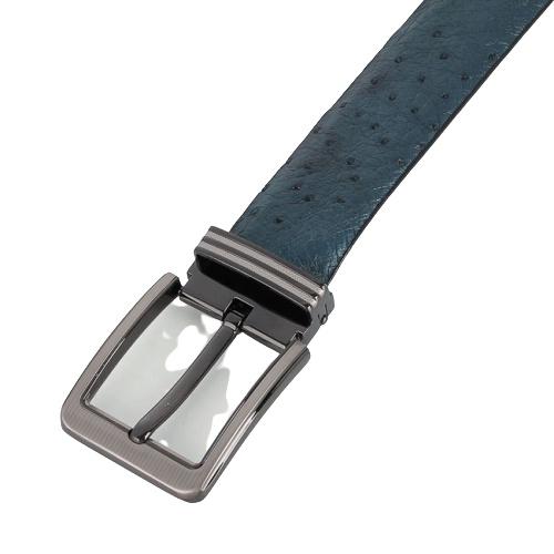 Dây nịt nam da đà điểu Huy Hoàng bản lớn da hột đầu kim màu xanh đậm HC4455