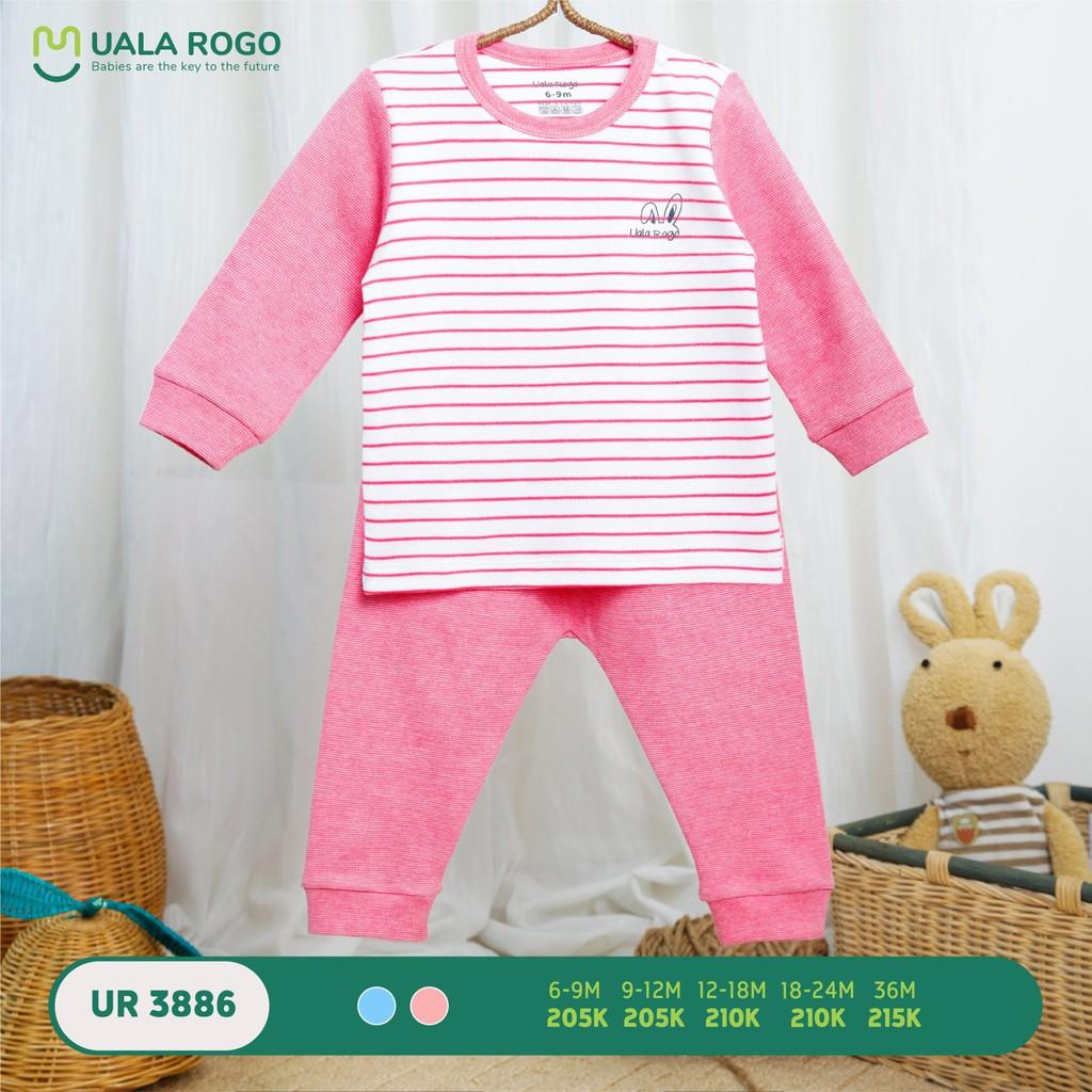 BỘ QUẦN ÁO NỈ DÀI TAY KẺ NGANG UALA - Bộ nỉ dài tay cho bé - Bộ nỉ dài tay thu đông cho bé