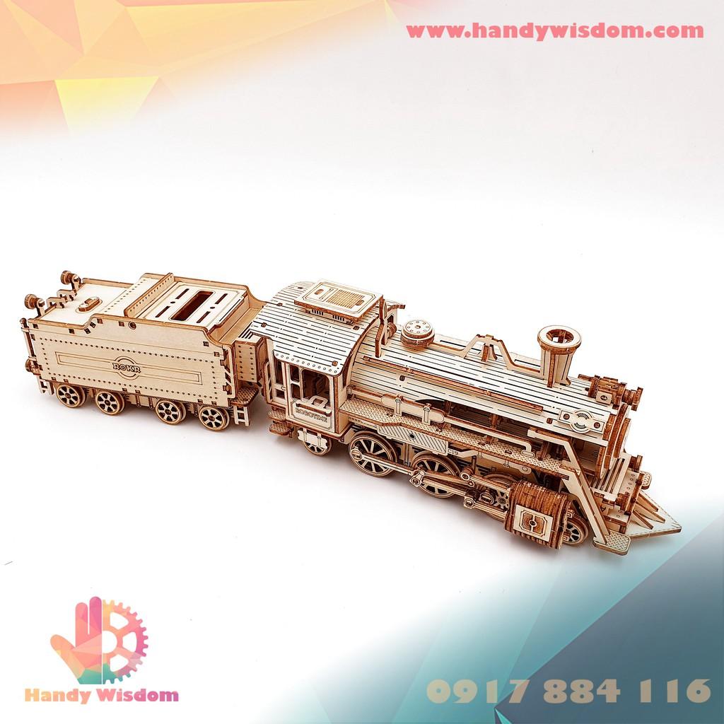 Mô hình lắp ghép gỗ tỉ lệ - Đầu tàu hơi nước - Robotime Steam Express MC501