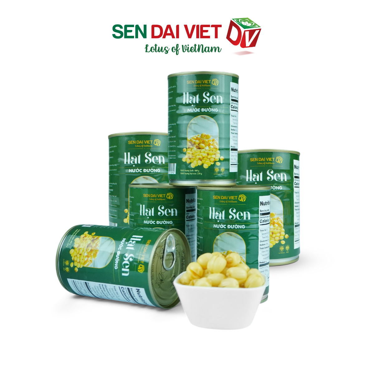 [Thùng 12 Lon] Hạt Sen Nước Đường- Hương Vị Thơm Ngon, Dễ Dàng Sử Dụng, ĐV- Sen Đại Việt- Lon 460g