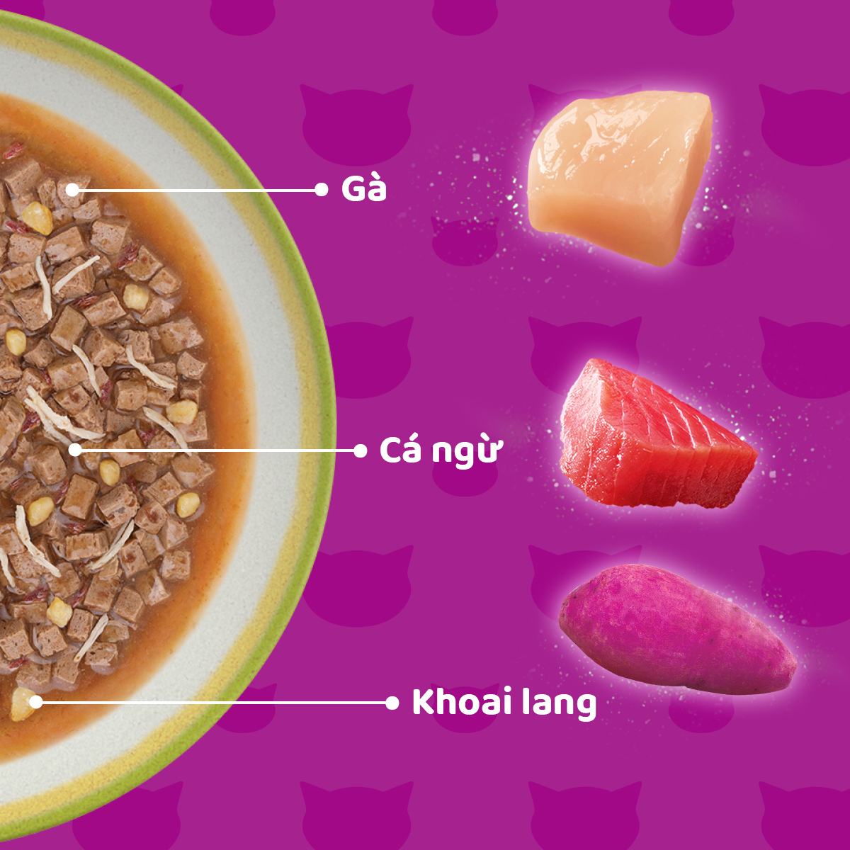 [Quà tặng không bán] WHISKAS TASTY MIX Thức Ăn Cho Mèo Con Dạng Sốt Vị Gà, Cá Ngừ, Khoai Lang &amp; Nước Sốt, 70g