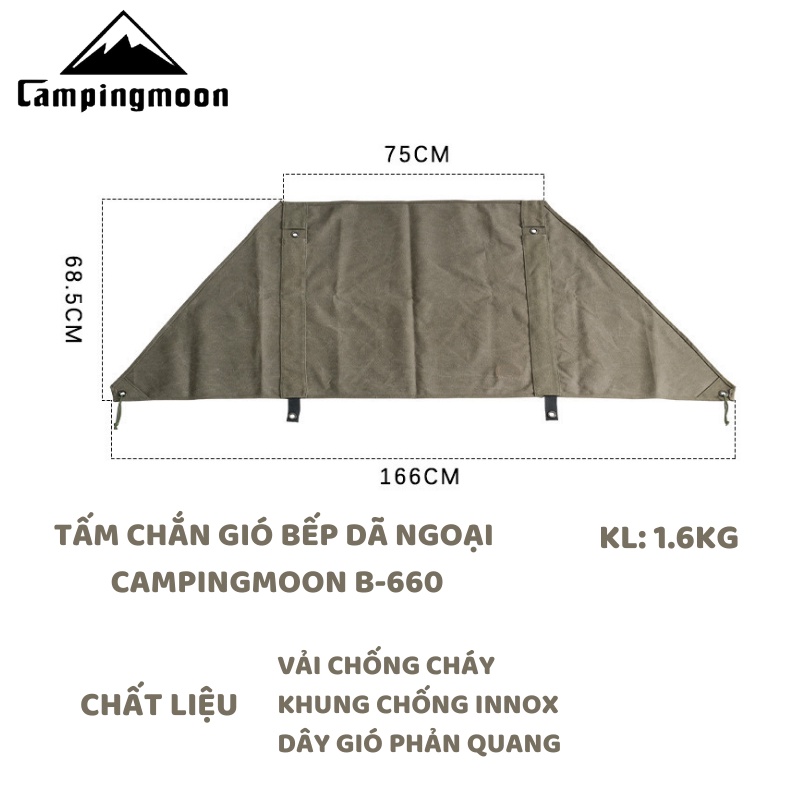 Chắn gió bếp vải canvas Campingmoon B-660