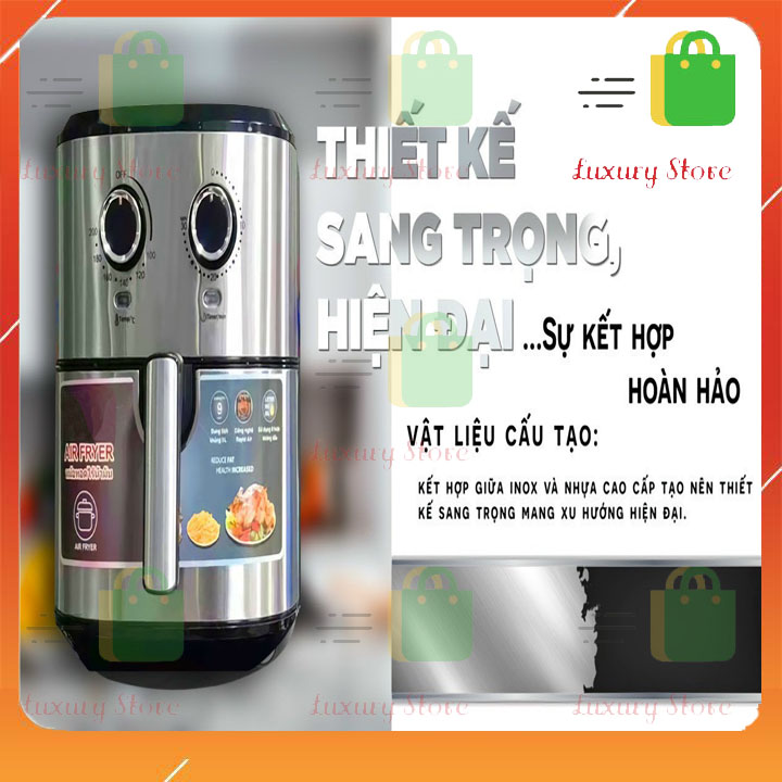 - Nồi chiên không dầu 9L chống dính cao cấp kiểu mới thiết kế sang trọng