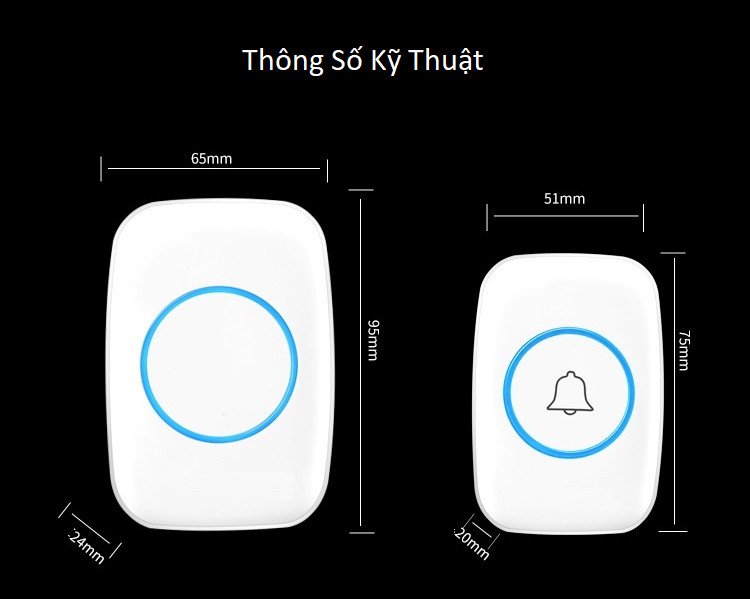 Chuông cửa đôi không dây cao cấp (CHỐNG THẤM NƯỚC,CHỐNG NHIỄU, TRUYỀN TÍN HIỆU TỐT)