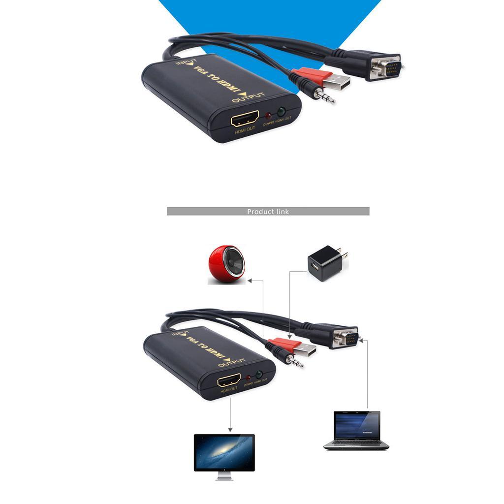VGA To Converter Video Audio AV Cable 3.5mm Cable for HDTV Laptop