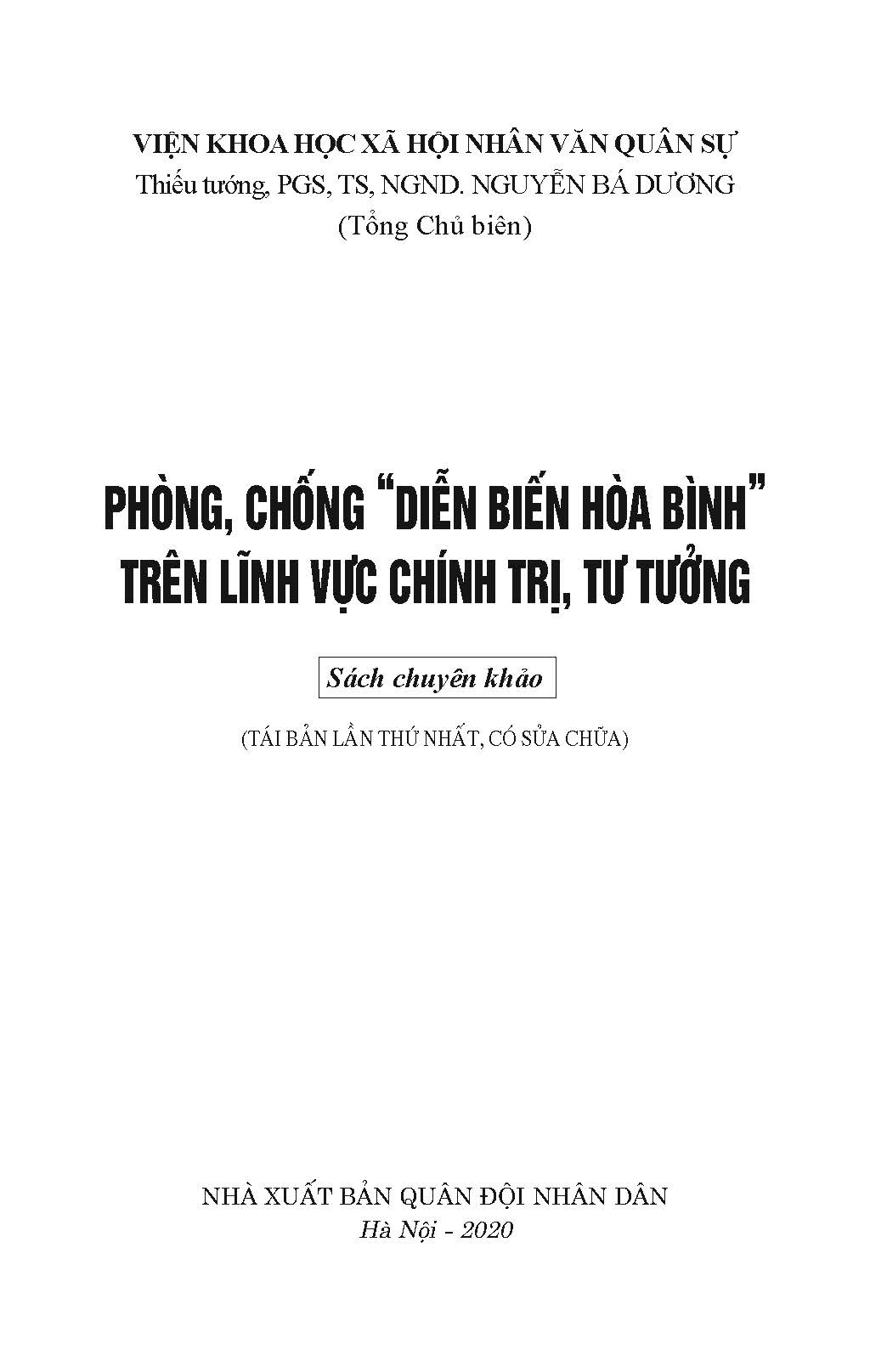 Phòng, Chống "Diễn Biến Hòa Bình" Trên Lĩnh Vực Chính Trị, Tư Tưởng