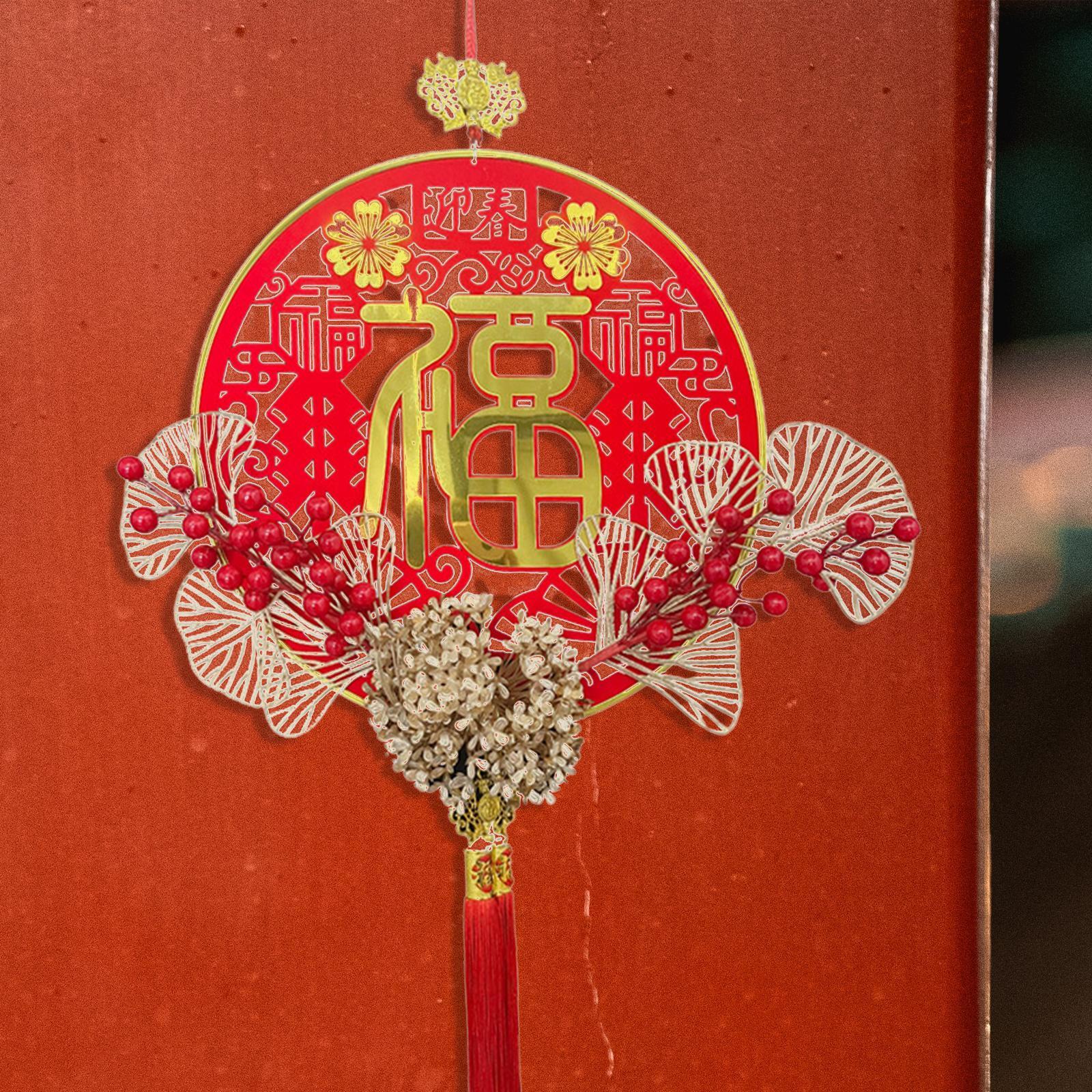 Vòng Treo Cửa Chữ PHÚC bằng acrylic, Chất liệu flannel bền Dùng Trang Trí Năm Mới Nhà Cửa/ Văn Phòng May Mắn