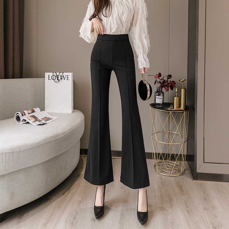 Quần ống loe khóa sườn vải tuyết mưa