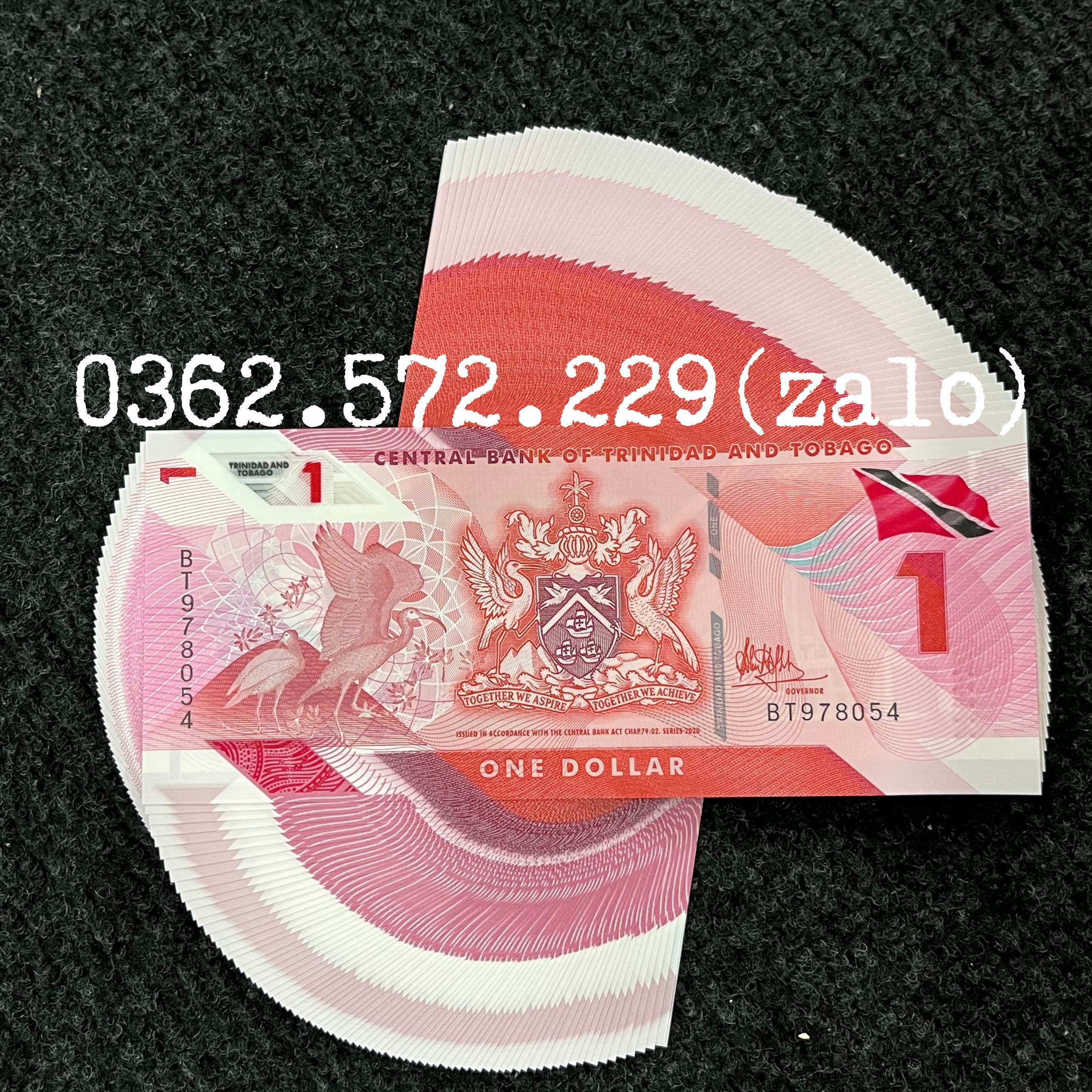 Combo 10 Tờ tiền Polymer 1 Dollar của Trinidad và Tobago - tiền Châu Mỹ , phiên bản mới nhất sưu tầm - Mới 100% kèm túi bảo quản