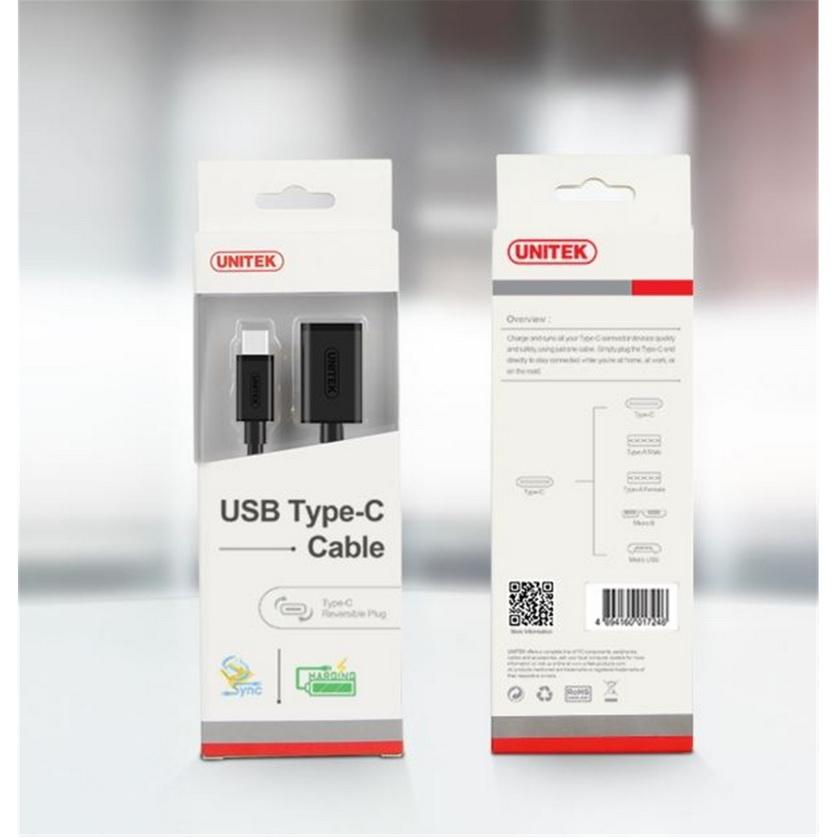 Cáp Type-C - USB Nối Dài Unitek (Y-C 476BK) 20cm - HÀNG CHÍNH HÃNG