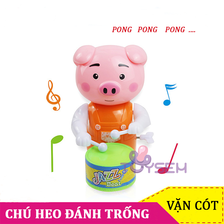 Đồ chơi chú heo đánh trống vặn dây cót - Đồ chơi trẻ em - Quà tặng sinh nhật cho bé