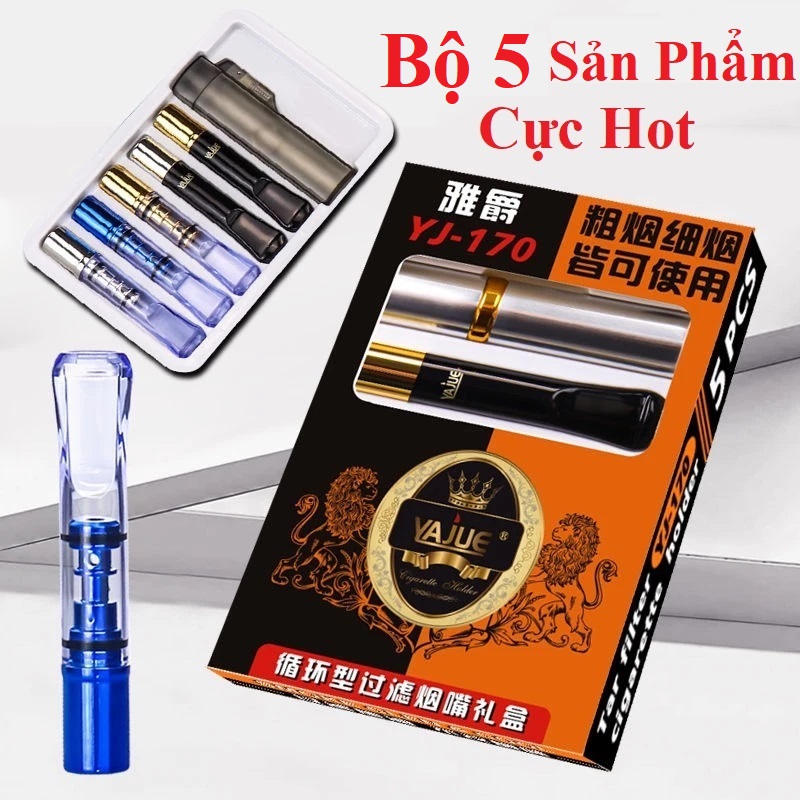 Bộ Đầu Lọc Thuốc 5 in 1 Chất Lượng Cao, Công Nghệ Lọc Kép Nhật Bản, Có Hộp Đựng Sử Dụng Đa Năng