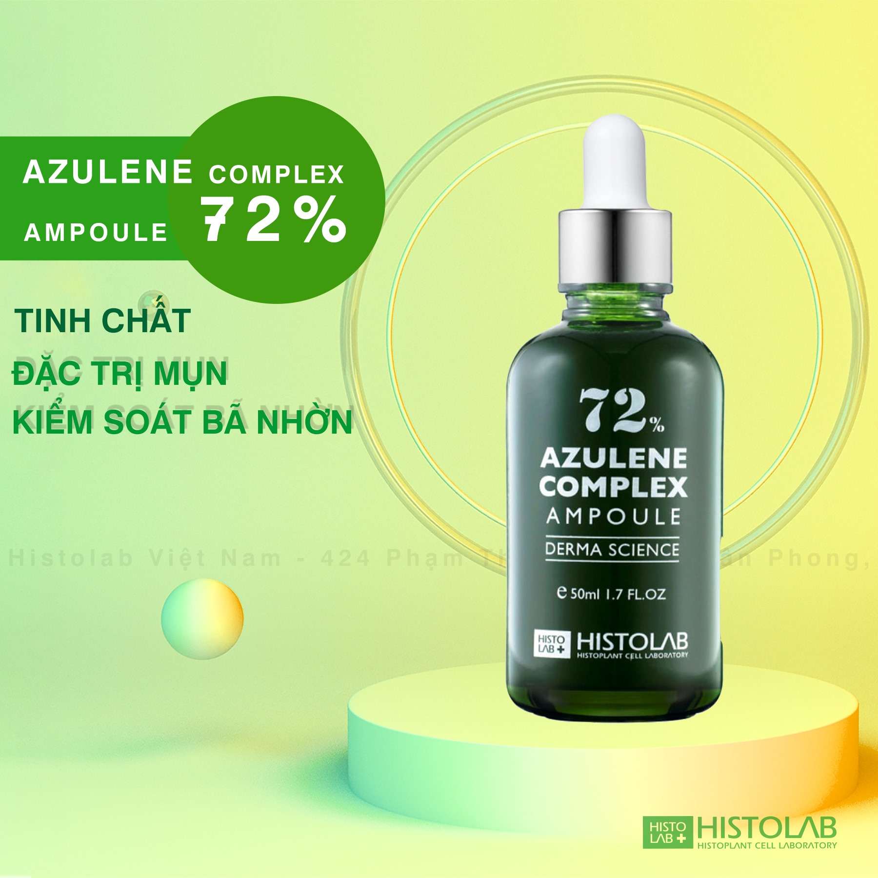 Tinh chất giảm mụn, điều tiết bã nhờn Histolab 72% Azulene Complex Ampoule Derma Science