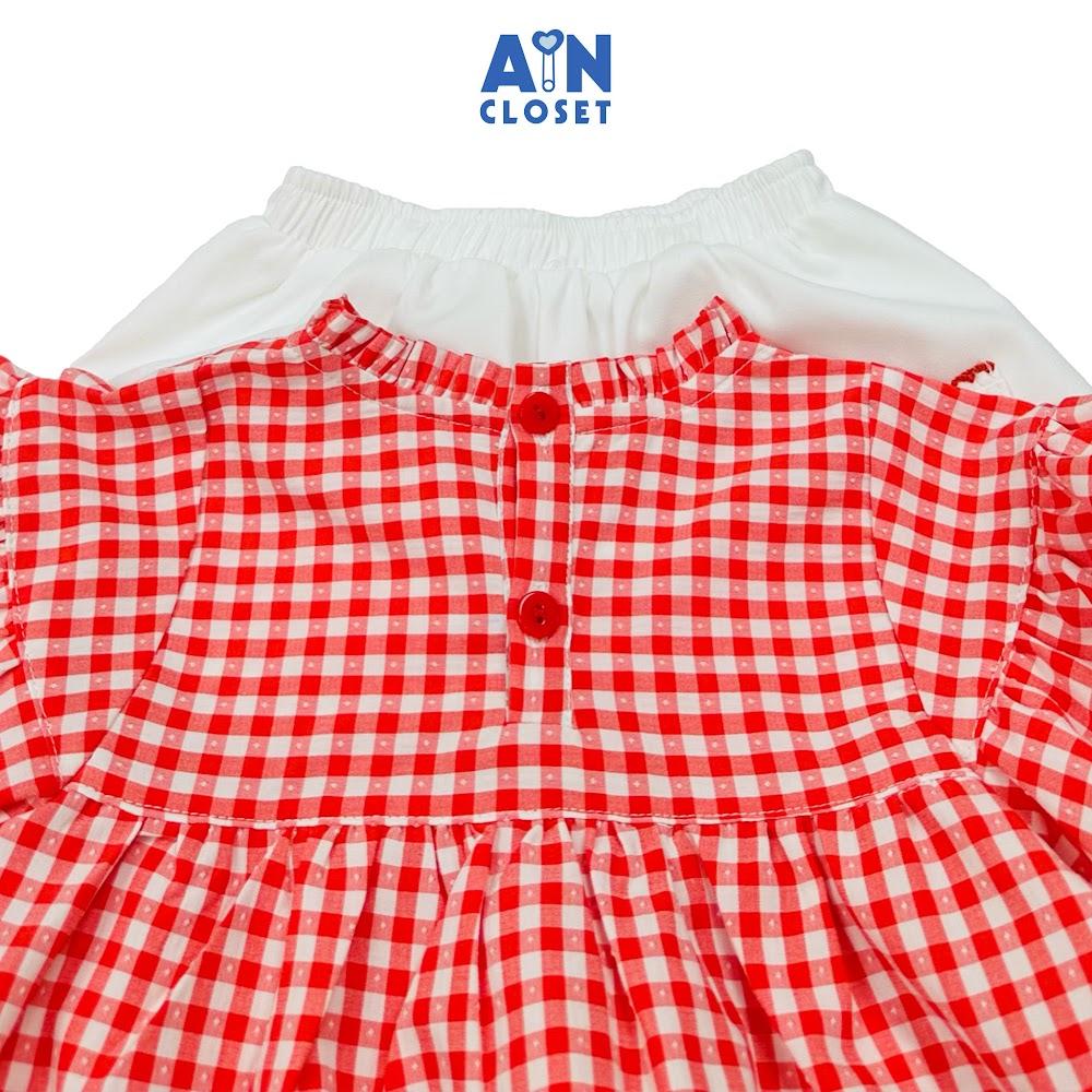 Bộ quần áo Lửng bé gái hoạ tiết Caro Viền Đỏ Cotton - AICDBGELFKH4 - AIN Closet