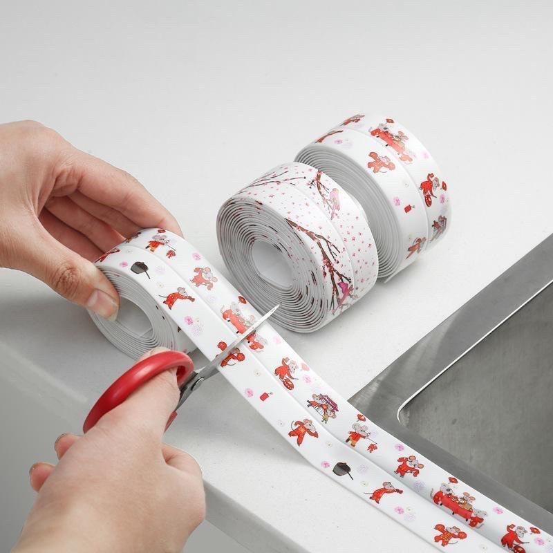 Băng dính dán mép tường đa năng, chống thấm, dán viền bếp chống dầu mỡ, họa tiết bắt mắt, sạch sẽ sáng bóng.