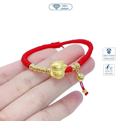 vòng tay tết chỉ đỏ may mắn lắc tay charm hổ mèo thần tài bạc mạ vàng Vàng bạc an chi