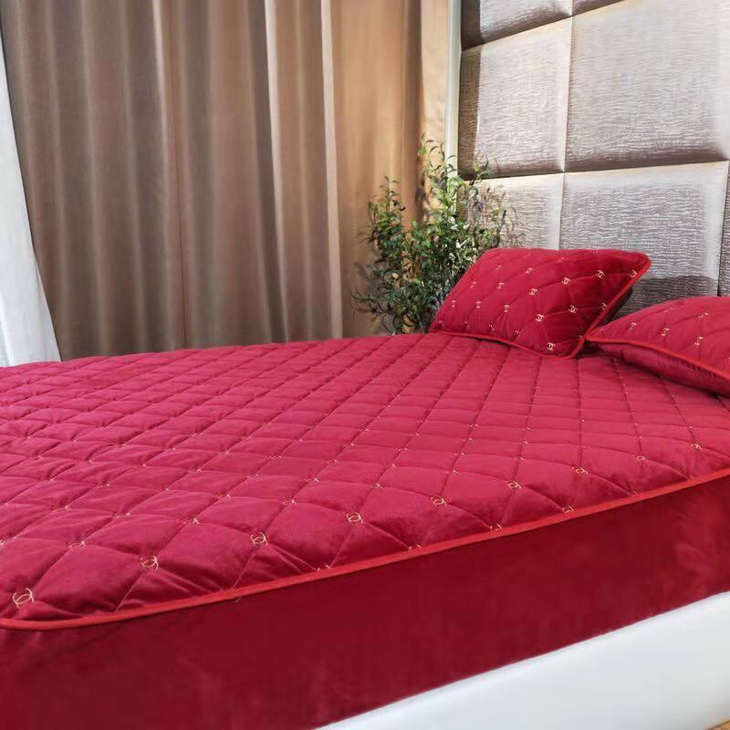Bộ ga gối nỉ nhung thêu size 1m8*2m