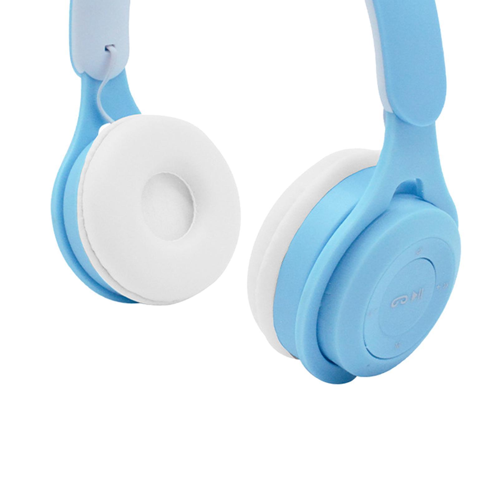 2 Sets Cat Ear LED Light Up Wireless Foldable Headphones Over-Ear with Mic