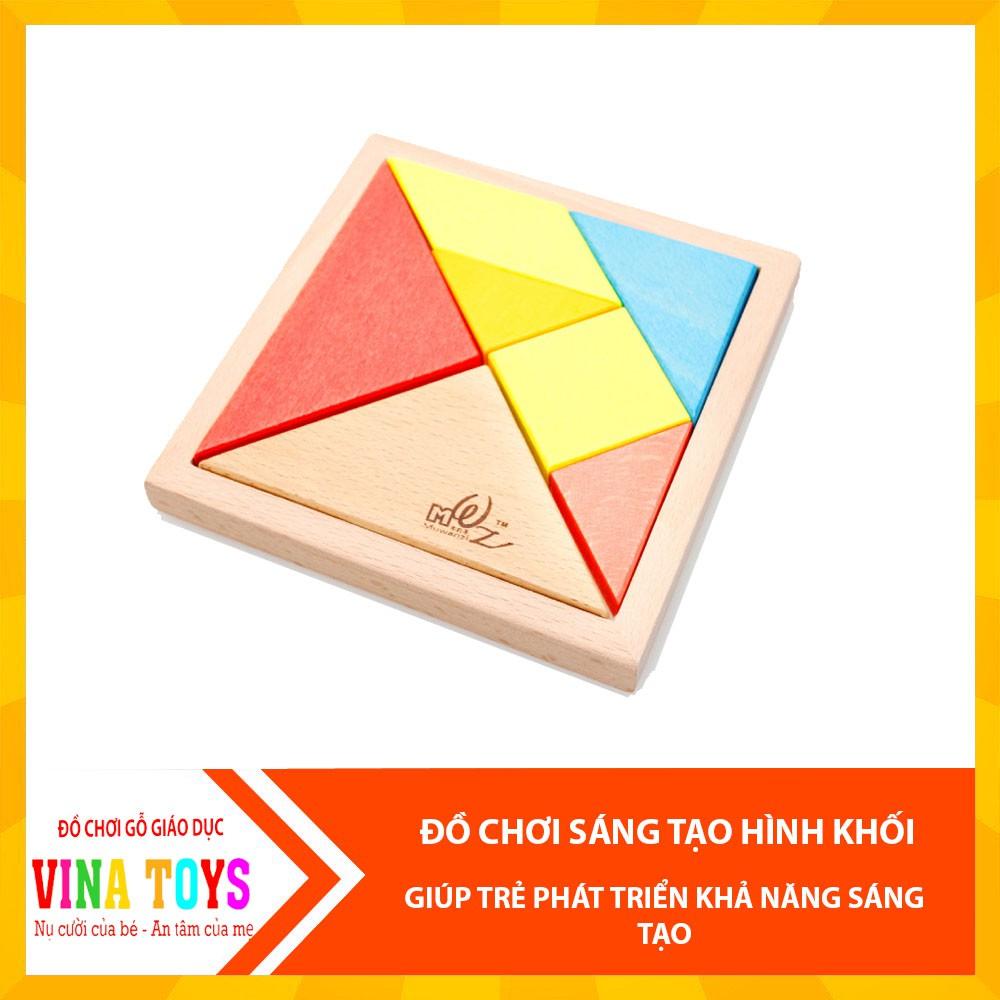 Đồ chơi giáo dục xếp hình Tangram bằng gỗ cho trẻ phát triển tư duy - Đồ chơi gỗ thông minh