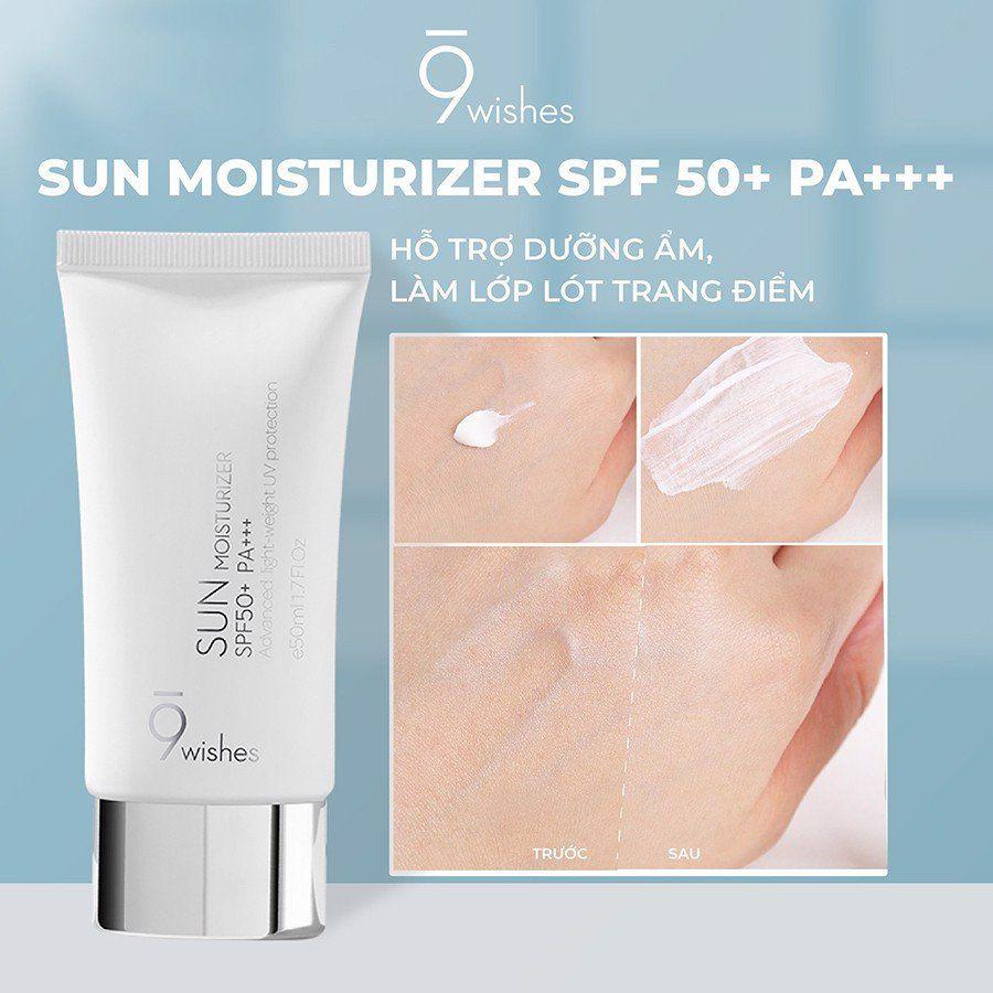 Kem chống nắng trắng da 9 Wishes Sun Moisturizer SPF 50+ PA+++ Hàn Quốc 50ml