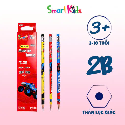 Bút Chì Gỗ 2B Monster Truck - Smart Kids PC10 (1 cây)