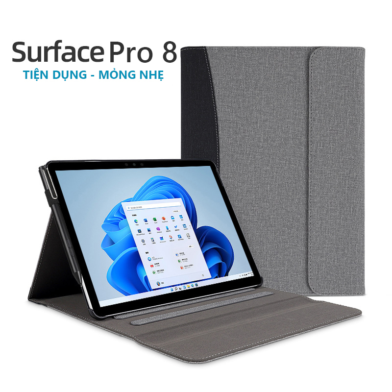 Bao Da dành cho Microsoft Surface Pro 8 Zaki Kẻ Sọc - Hàng Nhập Khẩu