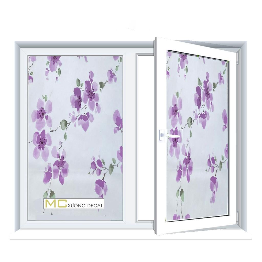 Giấy Dán Kính Hoa Đào T017 khổ 90x100cm decal làm mờ kính, cản nắng chống nhìn trộm